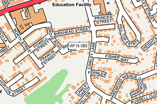WF16 0BS map - OS OpenMap – Local (Ordnance Survey)
