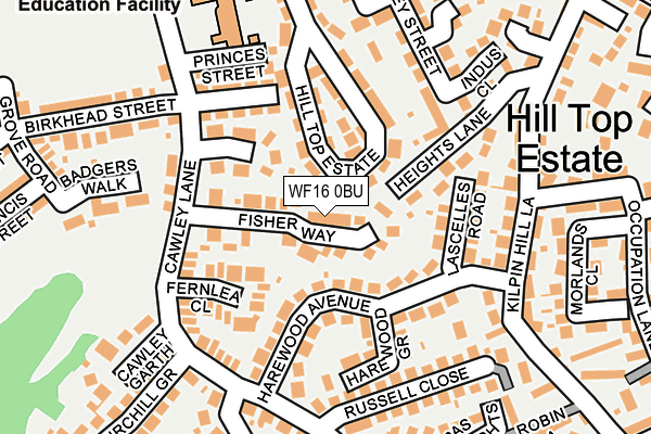 WF16 0BU map - OS OpenMap – Local (Ordnance Survey)