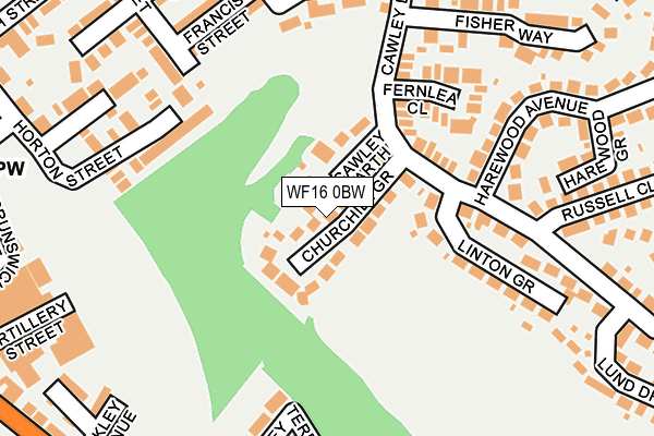 WF16 0BW map - OS OpenMap – Local (Ordnance Survey)