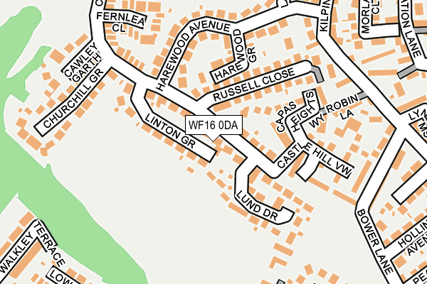 WF16 0DA map - OS OpenMap – Local (Ordnance Survey)