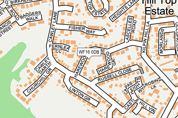 WF16 0DB map - OS OpenMap – Local (Ordnance Survey)