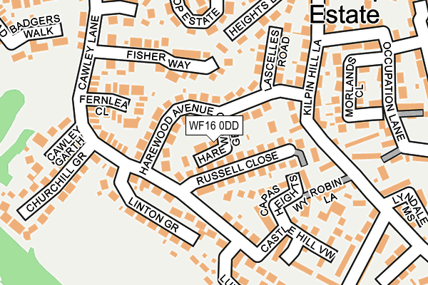 WF16 0DD map - OS OpenMap – Local (Ordnance Survey)