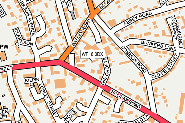 WF16 0DX map - OS OpenMap – Local (Ordnance Survey)