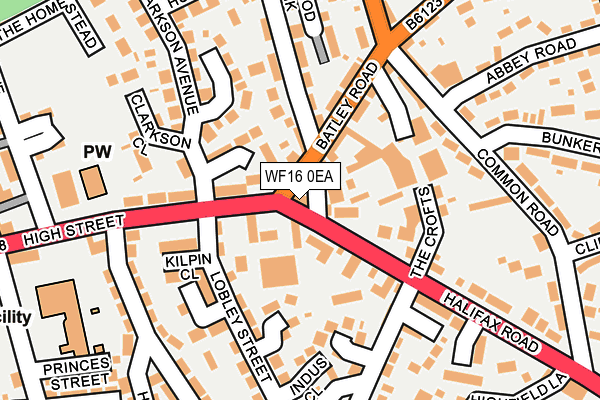 WF16 0EA map - OS OpenMap – Local (Ordnance Survey)