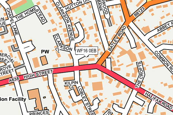 WF16 0EB map - OS OpenMap – Local (Ordnance Survey)