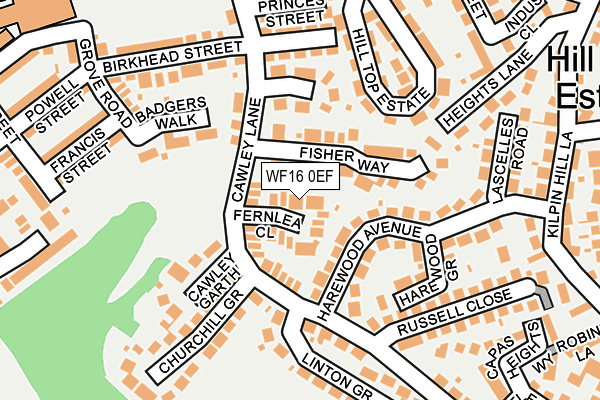 WF16 0EF map - OS OpenMap – Local (Ordnance Survey)