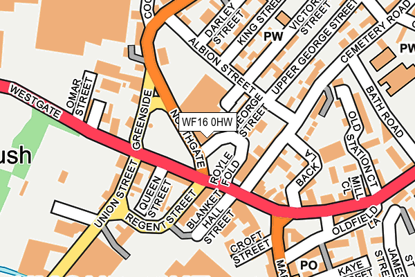 WF16 0HW map - OS OpenMap – Local (Ordnance Survey)