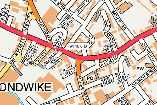 WF16 0HX map - OS OpenMap – Local (Ordnance Survey)