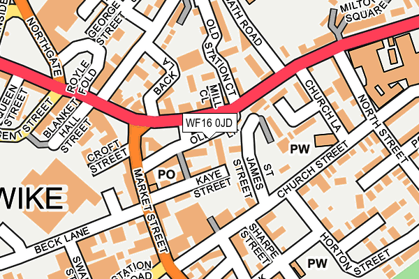 WF16 0JD map - OS OpenMap – Local (Ordnance Survey)