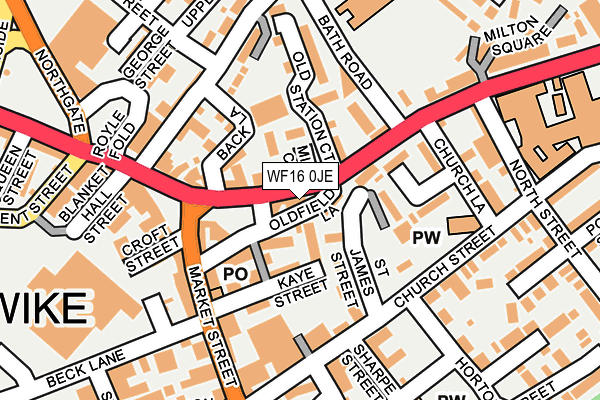 WF16 0JE map - OS OpenMap – Local (Ordnance Survey)