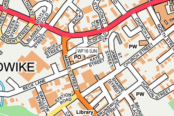 WF16 0JN map - OS OpenMap – Local (Ordnance Survey)