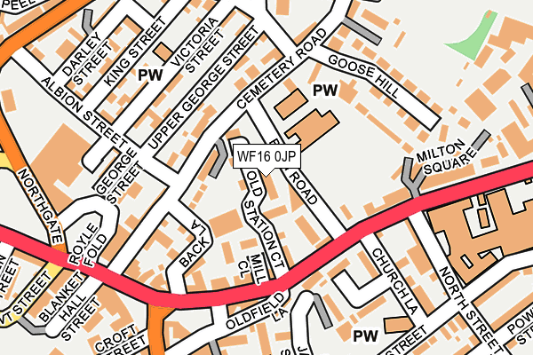 WF16 0JP map - OS OpenMap – Local (Ordnance Survey)