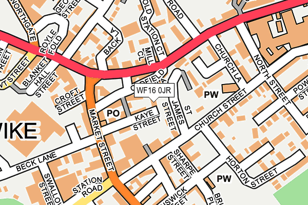 WF16 0JR map - OS OpenMap – Local (Ordnance Survey)