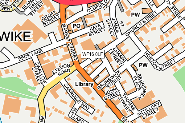 WF16 0LF map - OS OpenMap – Local (Ordnance Survey)