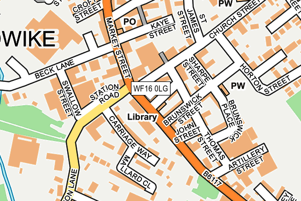 WF16 0LG map - OS OpenMap – Local (Ordnance Survey)
