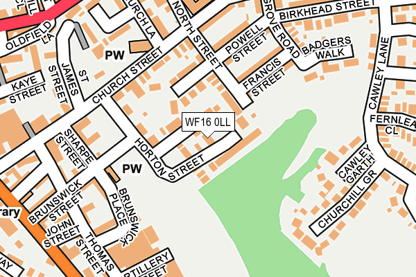 WF16 0LL map - OS OpenMap – Local (Ordnance Survey)