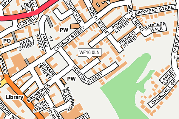 WF16 0LN map - OS OpenMap – Local (Ordnance Survey)