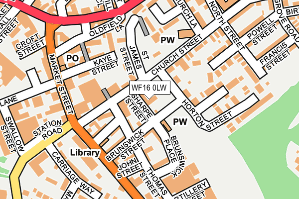 WF16 0LW map - OS OpenMap – Local (Ordnance Survey)
