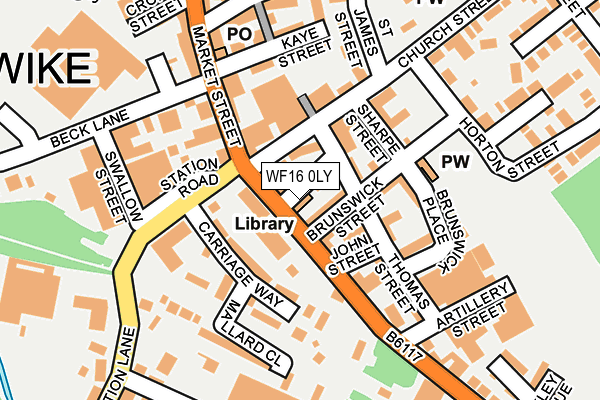 WF16 0LY map - OS OpenMap – Local (Ordnance Survey)