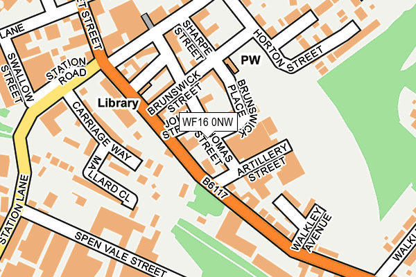 WF16 0NW map - OS OpenMap – Local (Ordnance Survey)