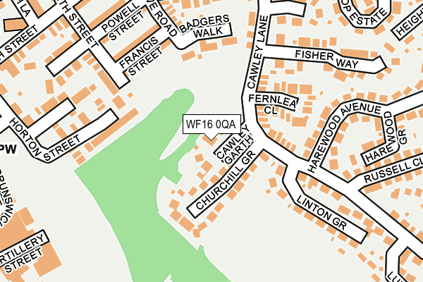 WF16 0QA map - OS OpenMap – Local (Ordnance Survey)