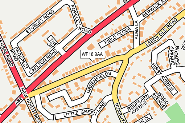 WF16 9AA map - OS OpenMap – Local (Ordnance Survey)
