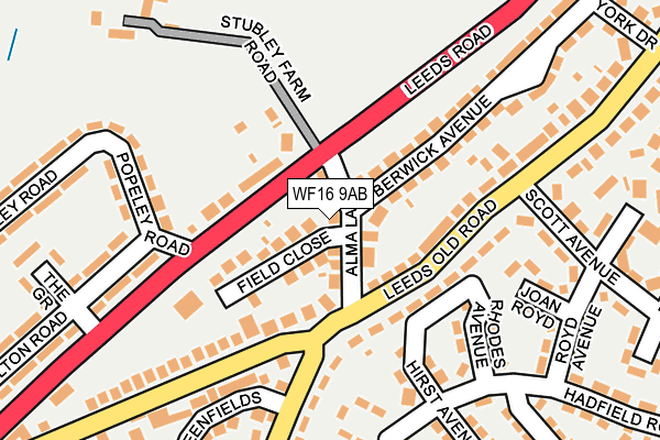 WF16 9AB map - OS OpenMap – Local (Ordnance Survey)