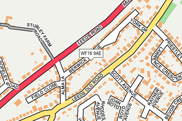 WF16 9AE map - OS OpenMap – Local (Ordnance Survey)