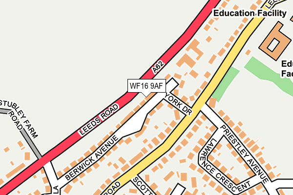 WF16 9AF map - OS OpenMap – Local (Ordnance Survey)