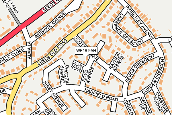 WF16 9AH map - OS OpenMap – Local (Ordnance Survey)