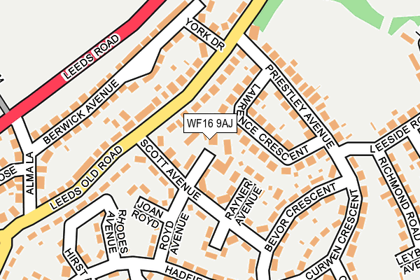 WF16 9AJ map - OS OpenMap – Local (Ordnance Survey)