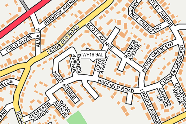 WF16 9AL map - OS OpenMap – Local (Ordnance Survey)