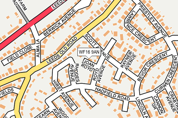 WF16 9AN map - OS OpenMap – Local (Ordnance Survey)