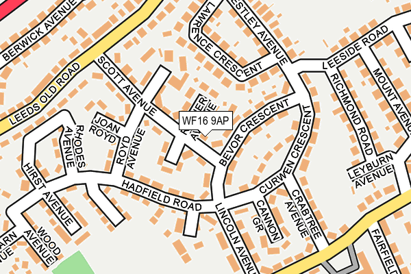 WF16 9AP map - OS OpenMap – Local (Ordnance Survey)