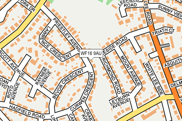 WF16 9AU map - OS OpenMap – Local (Ordnance Survey)