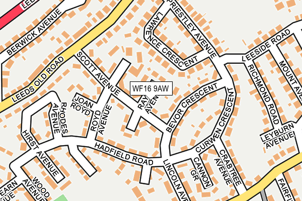 WF16 9AW map - OS OpenMap – Local (Ordnance Survey)