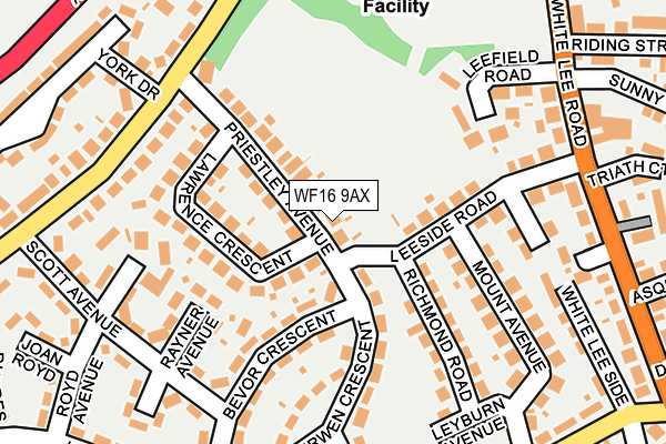 WF16 9AX map - OS OpenMap – Local (Ordnance Survey)