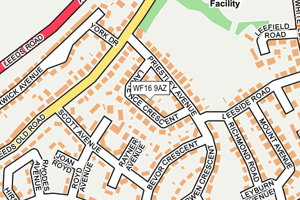 WF16 9AZ map - OS OpenMap – Local (Ordnance Survey)