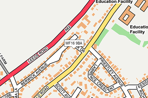 WF16 9BA map - OS OpenMap – Local (Ordnance Survey)