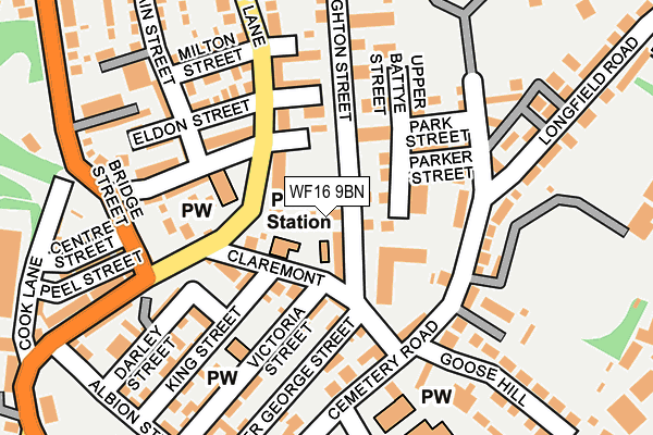 WF16 9BN map - OS OpenMap – Local (Ordnance Survey)