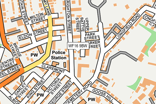 WF16 9BW map - OS OpenMap – Local (Ordnance Survey)