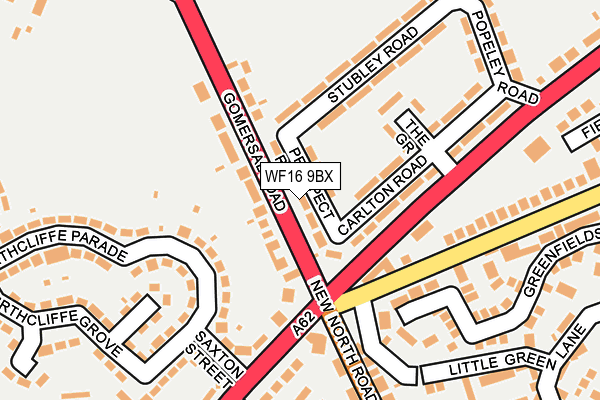 WF16 9BX map - OS OpenMap – Local (Ordnance Survey)