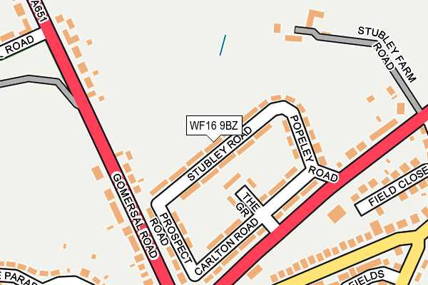 WF16 9BZ map - OS OpenMap – Local (Ordnance Survey)