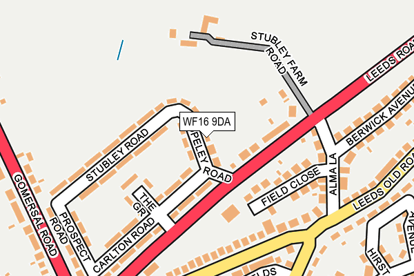 WF16 9DA map - OS OpenMap – Local (Ordnance Survey)