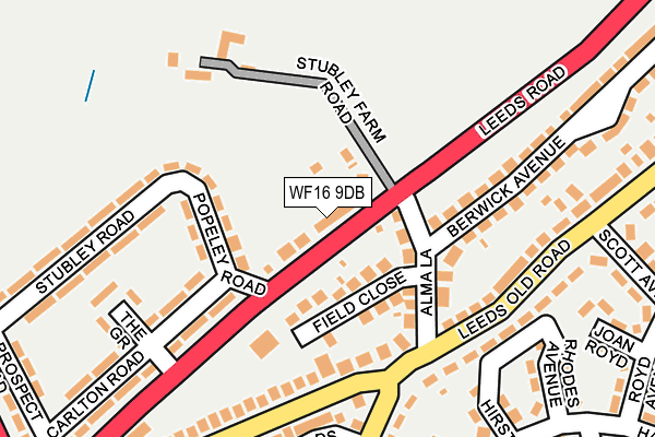 WF16 9DB map - OS OpenMap – Local (Ordnance Survey)
