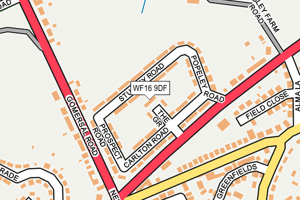 WF16 9DF map - OS OpenMap – Local (Ordnance Survey)