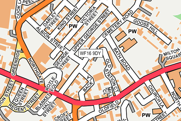 WF16 9DY map - OS OpenMap – Local (Ordnance Survey)