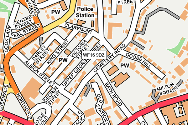 WF16 9DZ map - OS OpenMap – Local (Ordnance Survey)