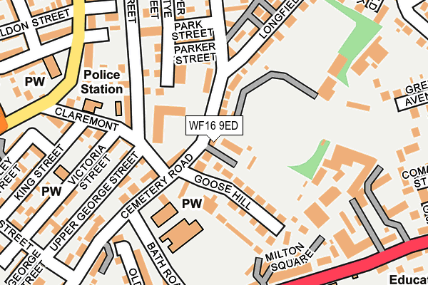 WF16 9ED map - OS OpenMap – Local (Ordnance Survey)