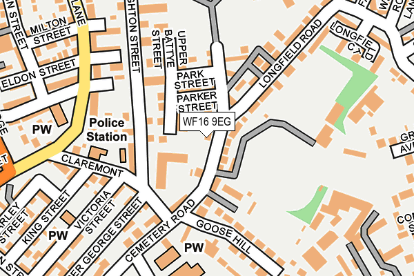 WF16 9EG map - OS OpenMap – Local (Ordnance Survey)